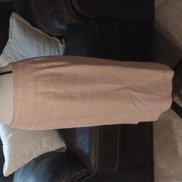 Blassport Pink Linen Long Pencil Skirt with Back Split Size 8P - Picture 3 of 8